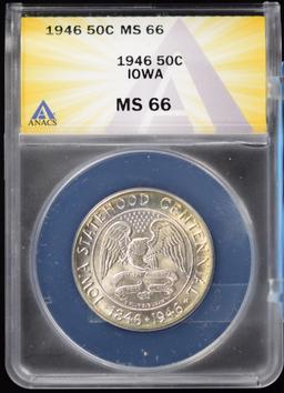 1946 Iowa Commem Half Dollar ANACS MS-66 Gold Tone