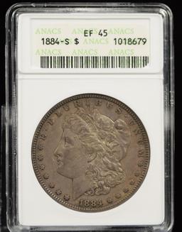 1884-S Morgan Dollar ANACS EF-45 Old Holder