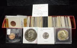 Box of 50 Different Proof Coins Some Silver Large Assort