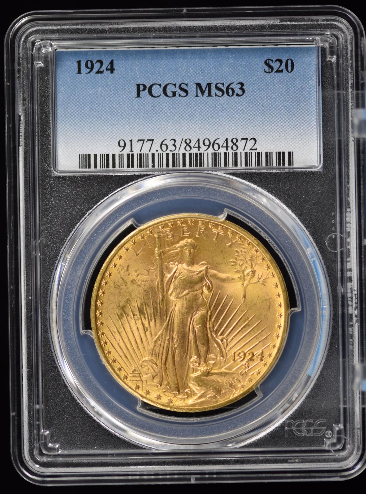 1924 $20 Gold St Gaudens PCGS MS-63