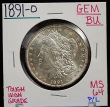 1891-O Morgan Dollar MS64 Bil PL