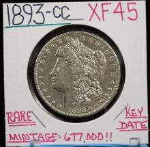 1893-CC Morgan Dollar XF45 Rare Mint 677K