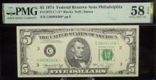 $5 1974 FRSN Philadelphia C08081668* Star PMG58EPQ UNC