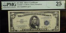 $5 1915 Silver Certificate 13256881* Star PMG25 VF