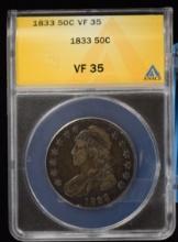 1833 Bust Half Dollar ANACS VF-35 Nice