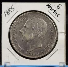 1885 Spanish 5 Pesetas