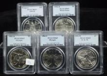 5 PCGS Silver Dollars MS69 POW White H Con Oly Oly