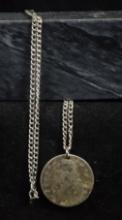 1833 Bust Half Dollar on Chain Neckless