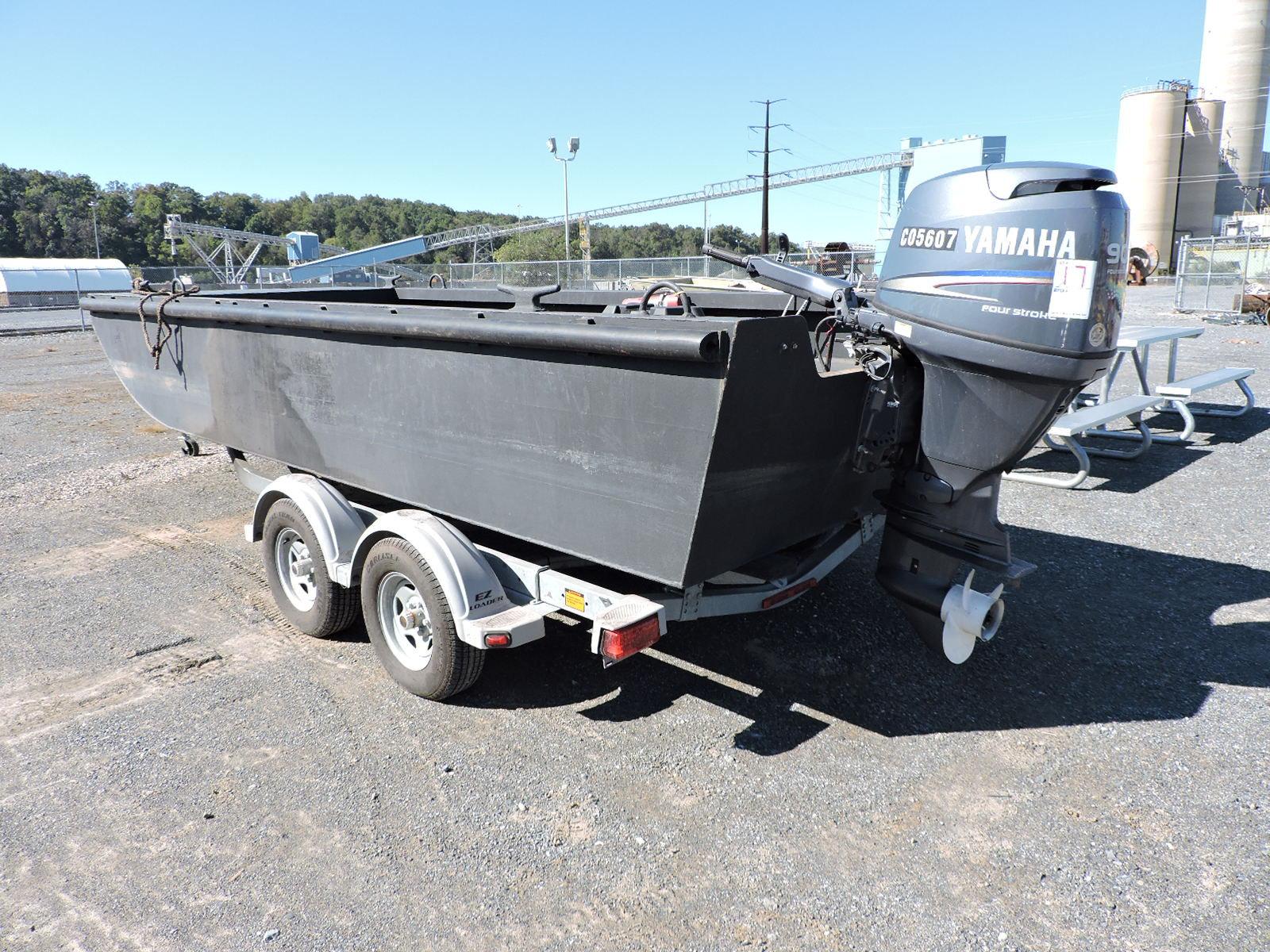 16' Flat Bottom Barge – EZ Load Trailer – Yamaha 90 Fuel Injected 4-Stroke