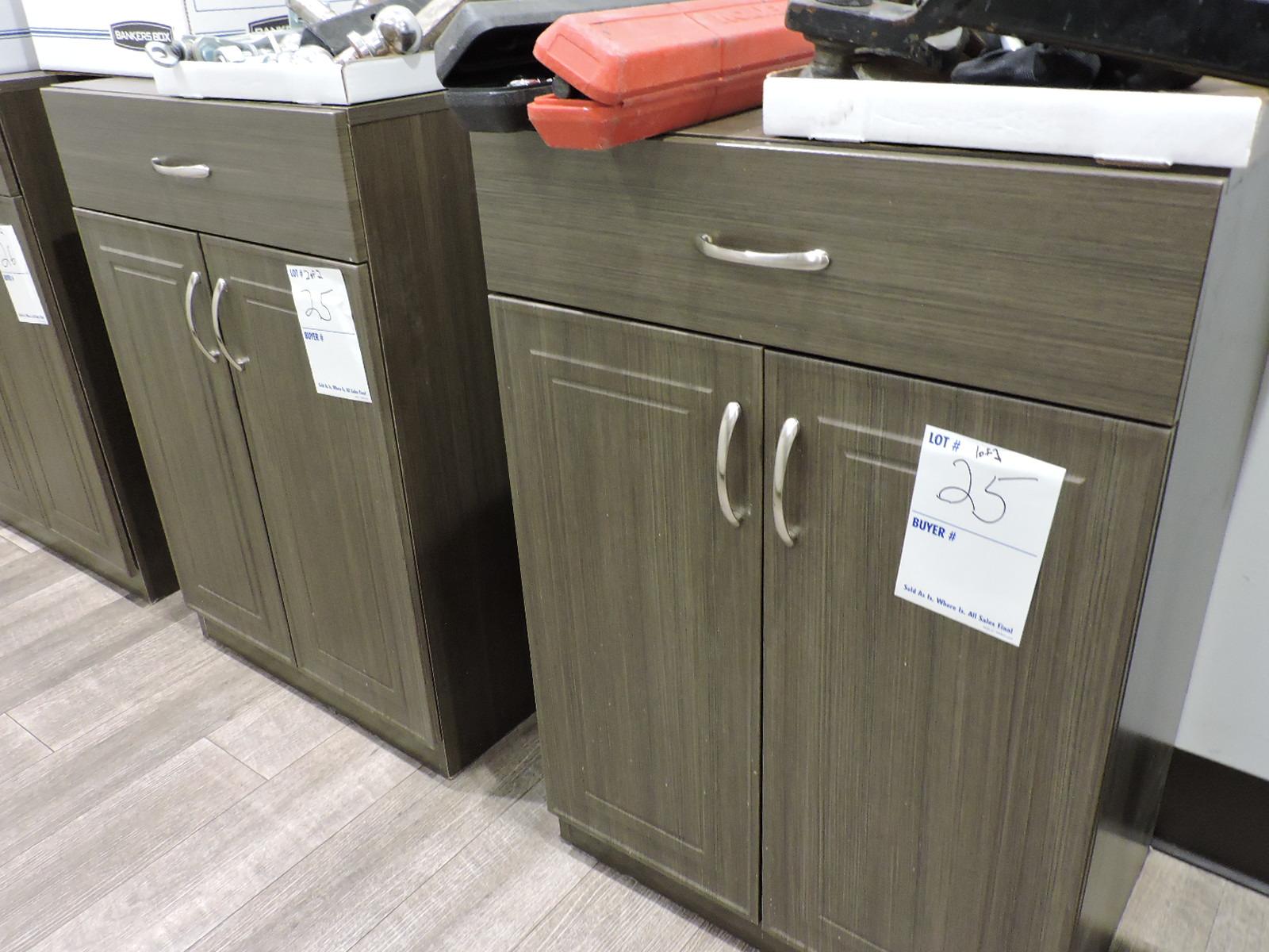 Pair of Low Utility Cabinets  23.5" W X 16.5" D X 34" Tall