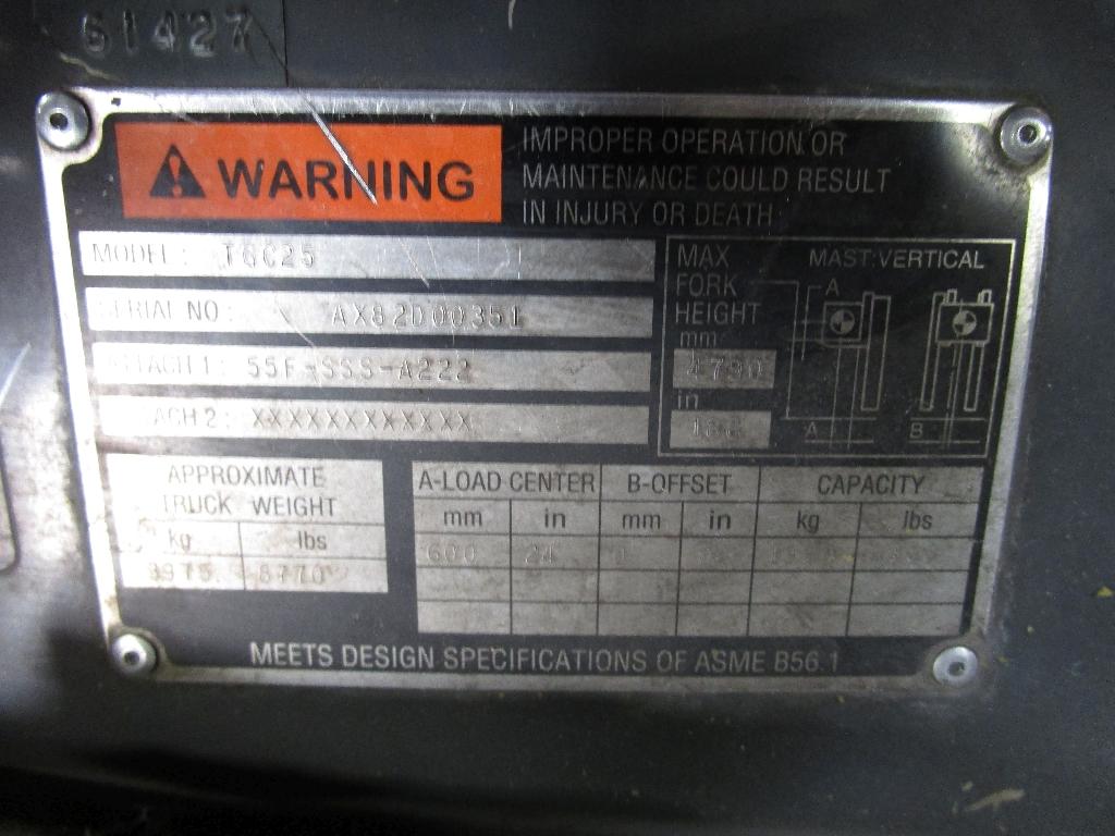 TOWMOTOR Forklift - Model: TGC25 - LP GAS - Unit is NOT Functional, we do not know why.