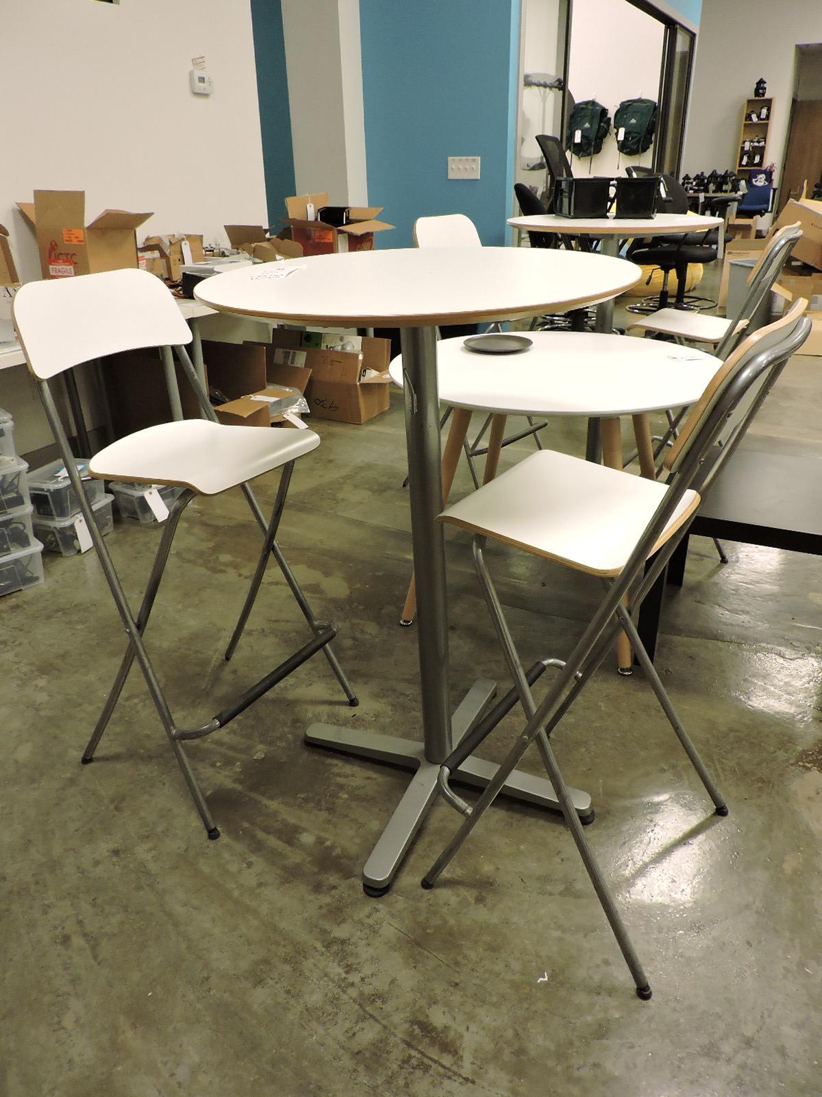 White Café' Table with Tall Folding Stools (2)
