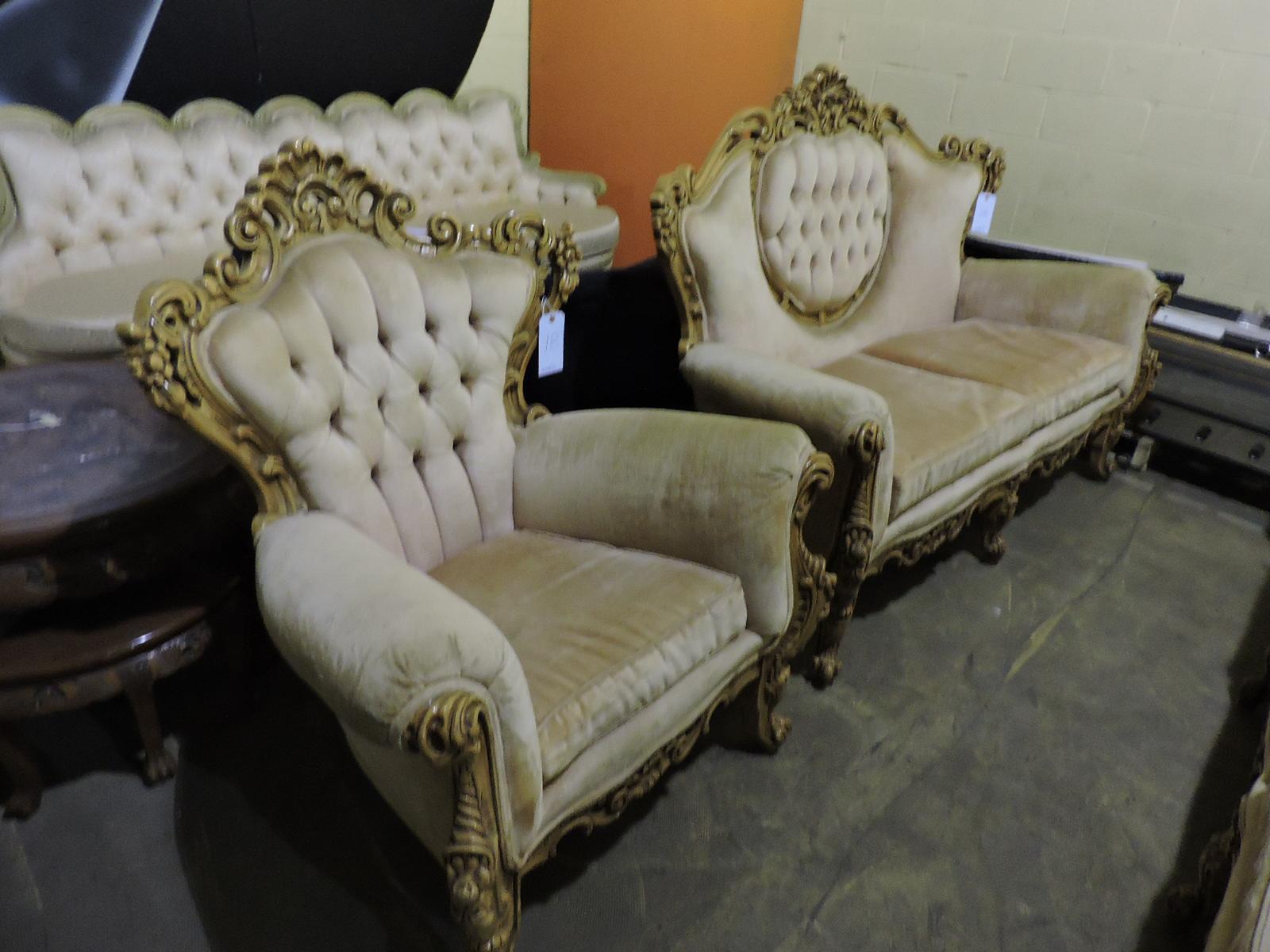 Victorian Style Sofa, Love Seat & Chair Set (3 total pieces)