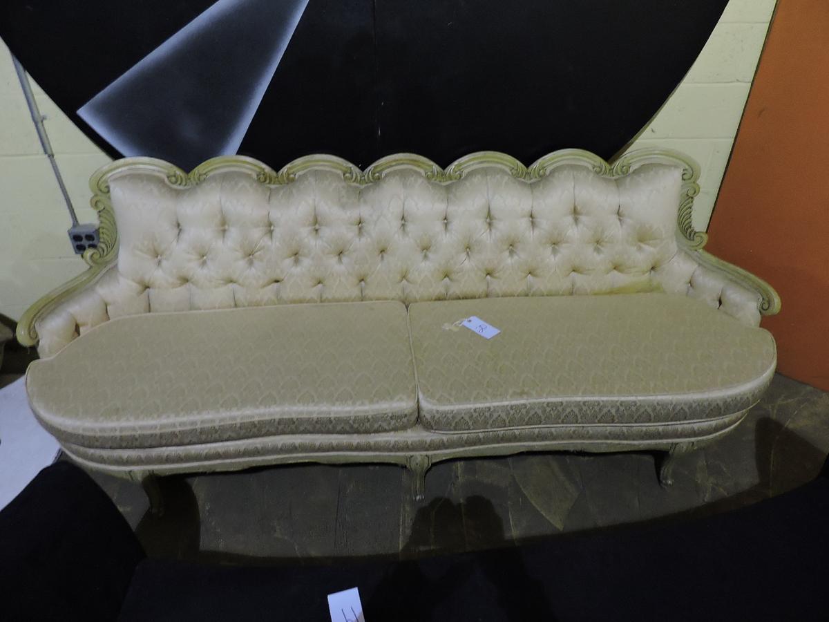 Beige Victorian Style Sofa -- Approx. 91" Wide X 32" Deep X 31" Tall