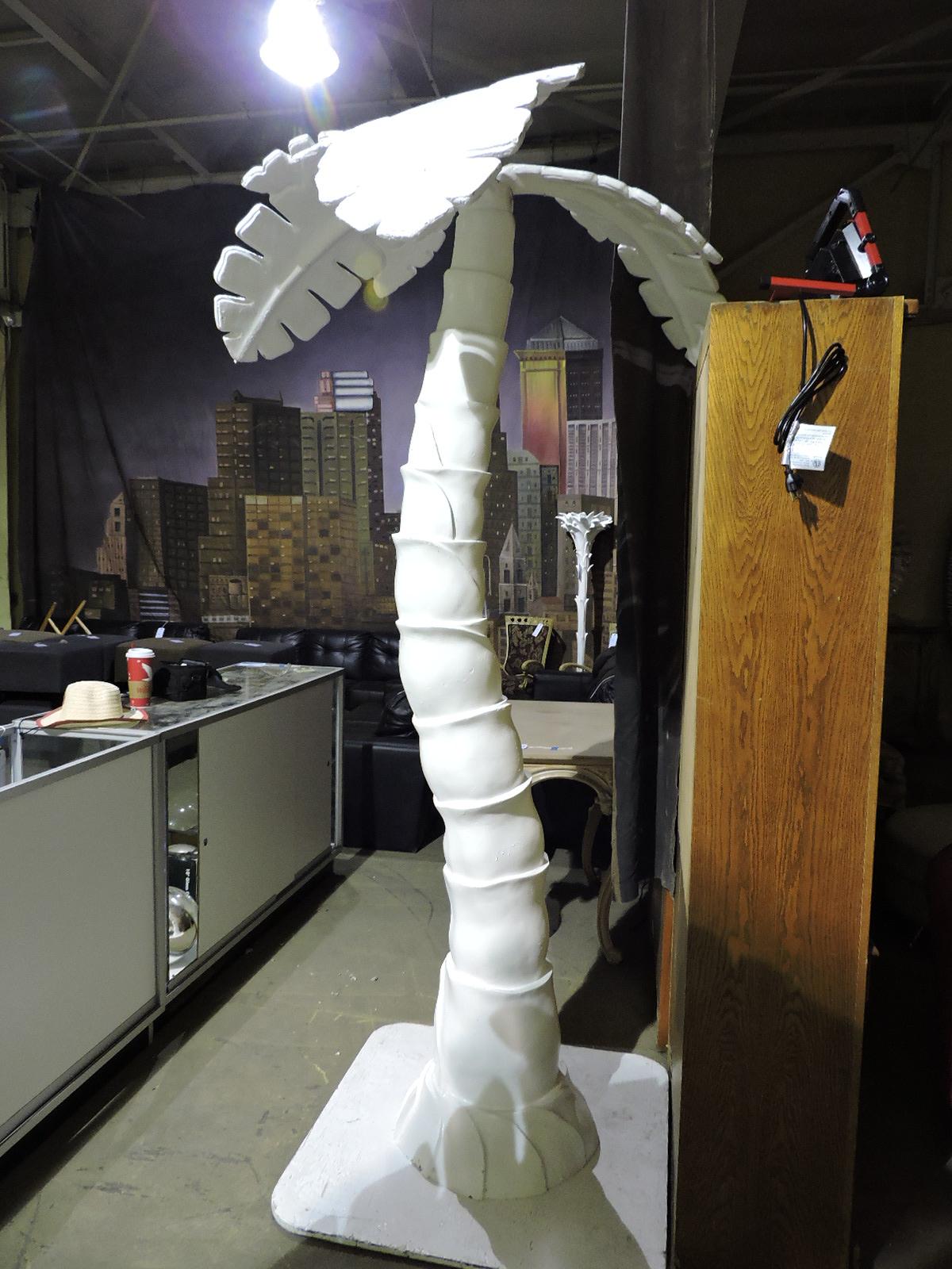 White Faux Decorative Palm Tree - Fiberglass Construction