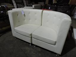 Modern 2-Part Love Seat - White - Faux Leather