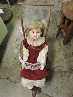 Antique Doll with Antique Baby Carriage