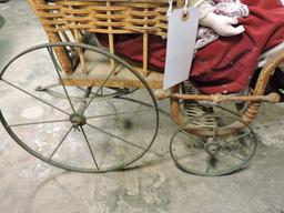 Antique Doll with Antique Baby Carriage
