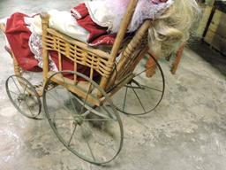Antique Doll with Antique Baby Carriage