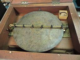 Antique Disc Music Box with One Metal Disc - Brand Unknown