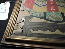 Antique Chinese Elder Painting / Framed / Hand-Painted / See Photos for Condition