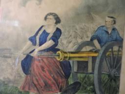 MOLLY PITCHER - Women of '76 - Framed Print - Vintage / Apprx 16" Tall X 14" Wide