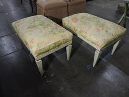 Pair of Matching Vintage Floral Foot Rests with Cylinder Pillows