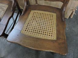 Pair of Antique Wooden Woven Seat Chairs - one has weave damage