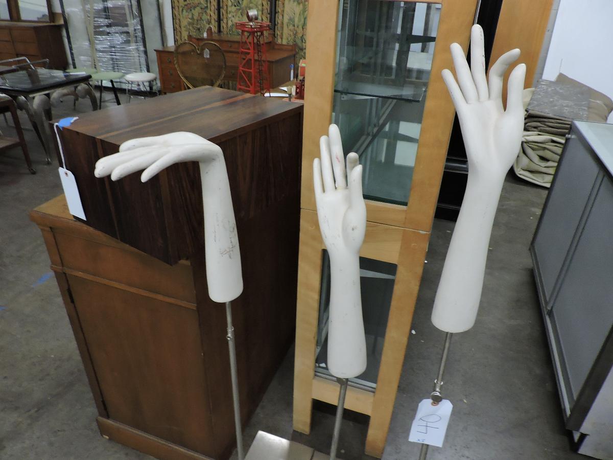Set of 3 Hand-Themed Retail Displays -- Tallest is 55"