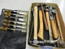 Assorted Hammers and Wooden Chisels