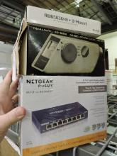 NETGEAR Desktop Switch / ALFA Network USB Adapter / Sound Level Meter