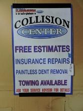 Vintage Iversen Ford Dealership Sign - COLLISION CENTER - Metal, 24" X 36"