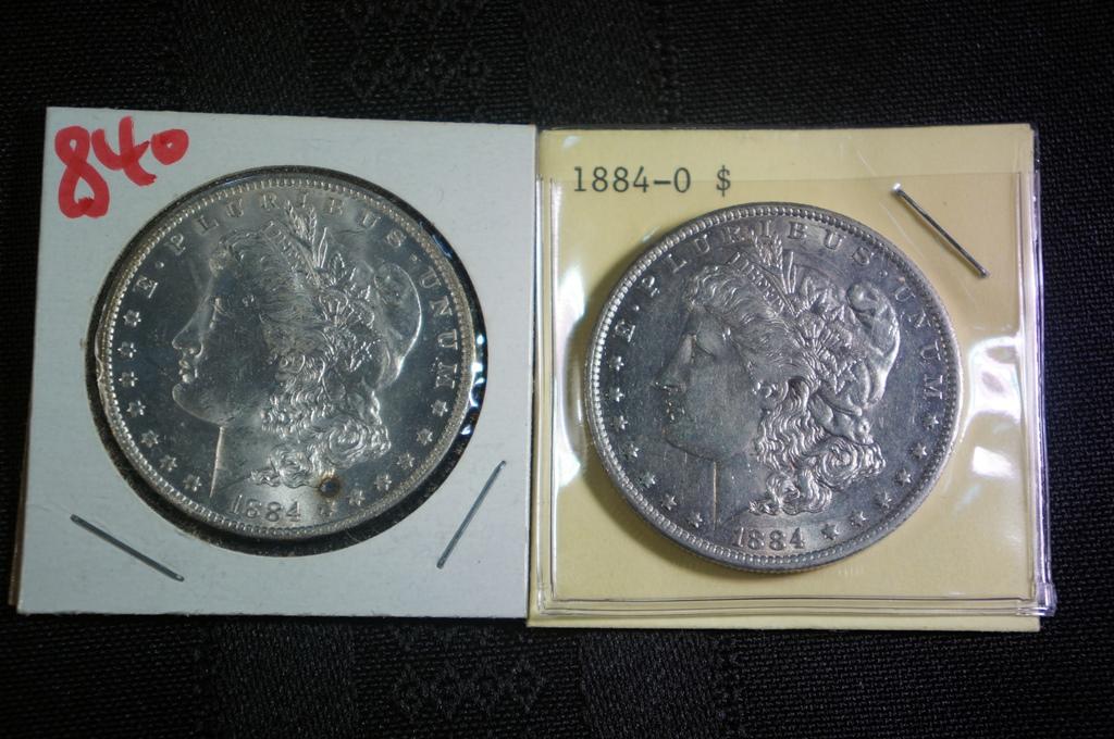 2- 1884 O Morgan Silver Dollars