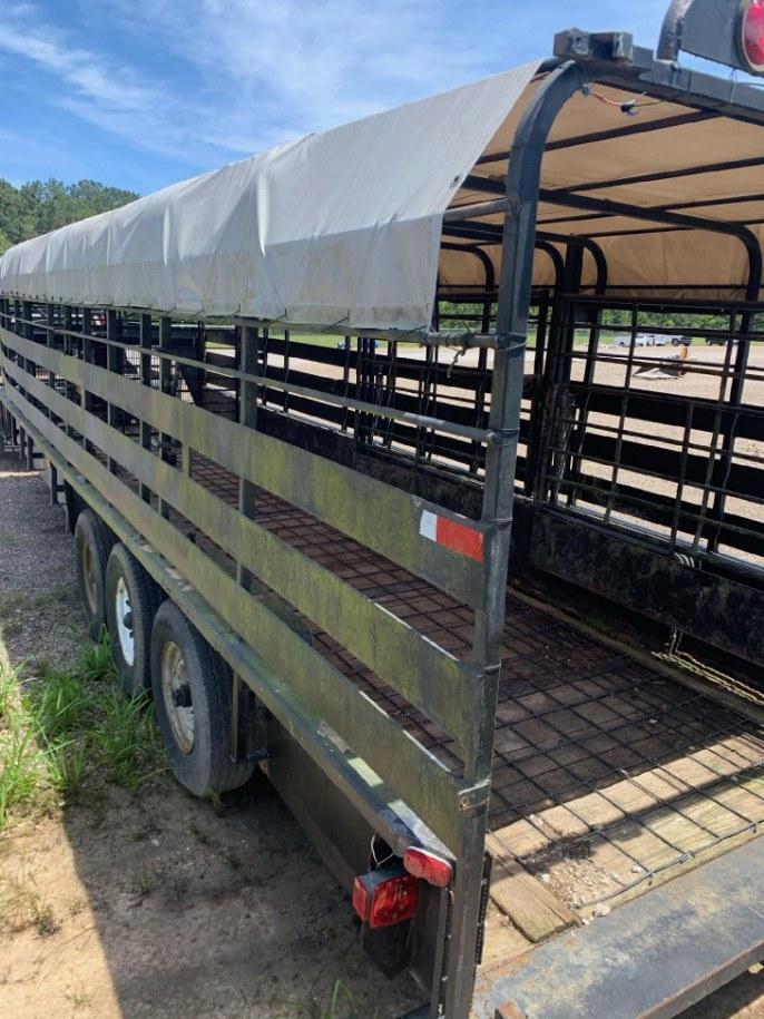 NOT SOLD 7x28 CANVAS TOP STOCK TRAILER WITH TITLE