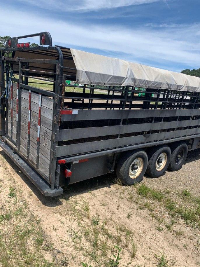 NOT SOLD 7x28 CANVAS TOP STOCK TRAILER WITH TITLE