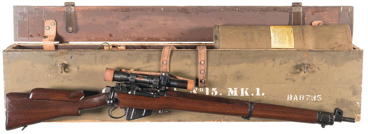 Long Branch No4 MKI T Sniper Rifle w/Scope, Scope Case, Chest