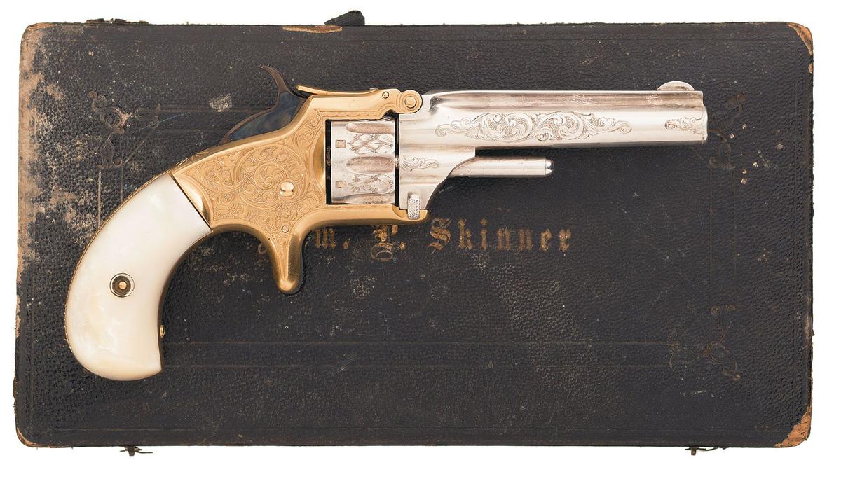 Inscribed Cased Engraved Gold and Silver Smith & Wesson