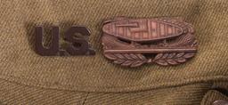 WWI Tank Officer Tunic/Cap, Labeled to Meuse-Argonne DSC Winner