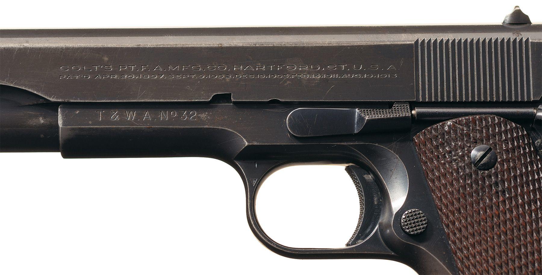 Colt Super 38 Pistol Factory Inscribed to T&WA Pilot