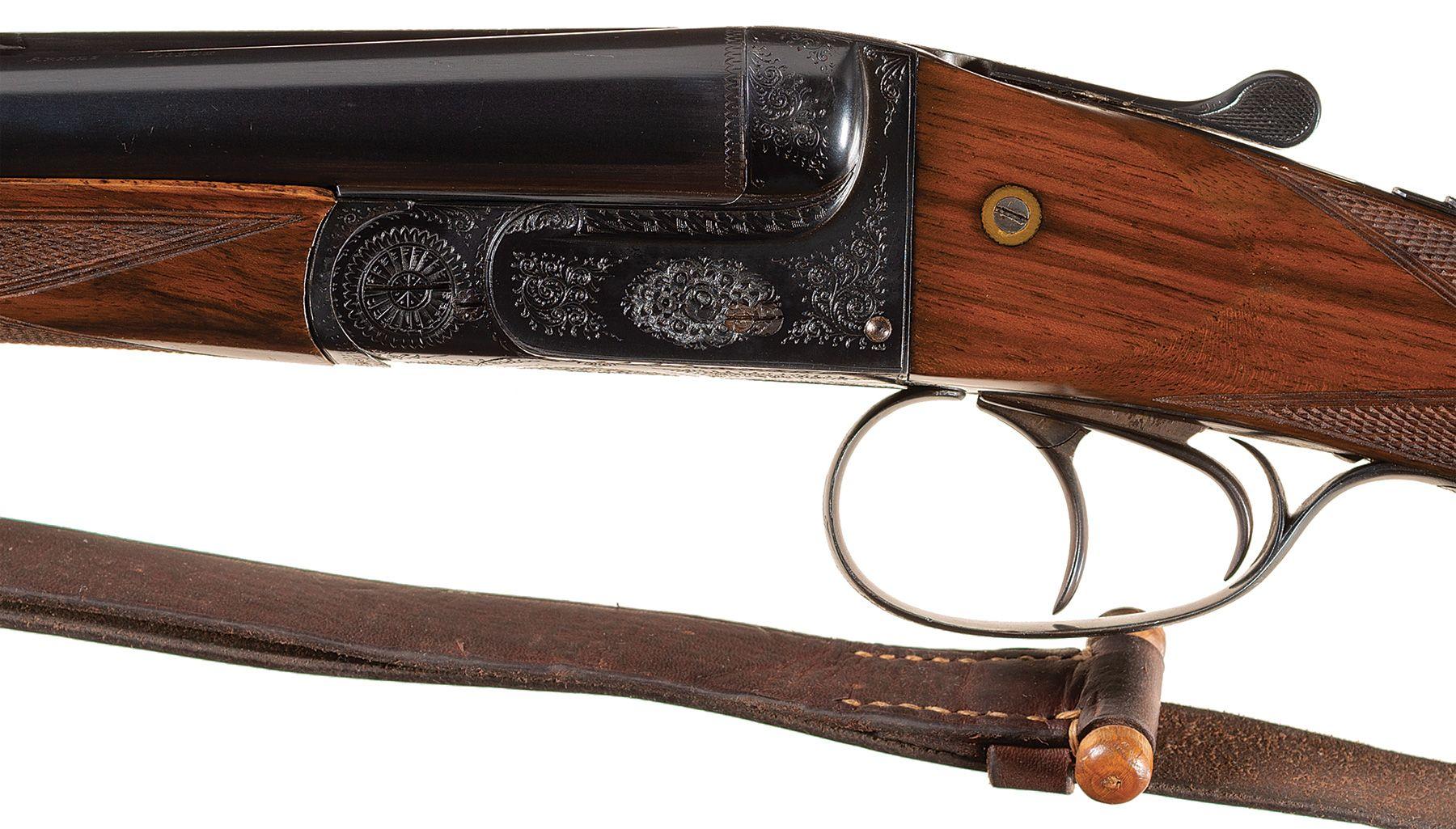 Engraved J. Lejeune & Fauve Liege Side by Side Box Lock Rifle wi