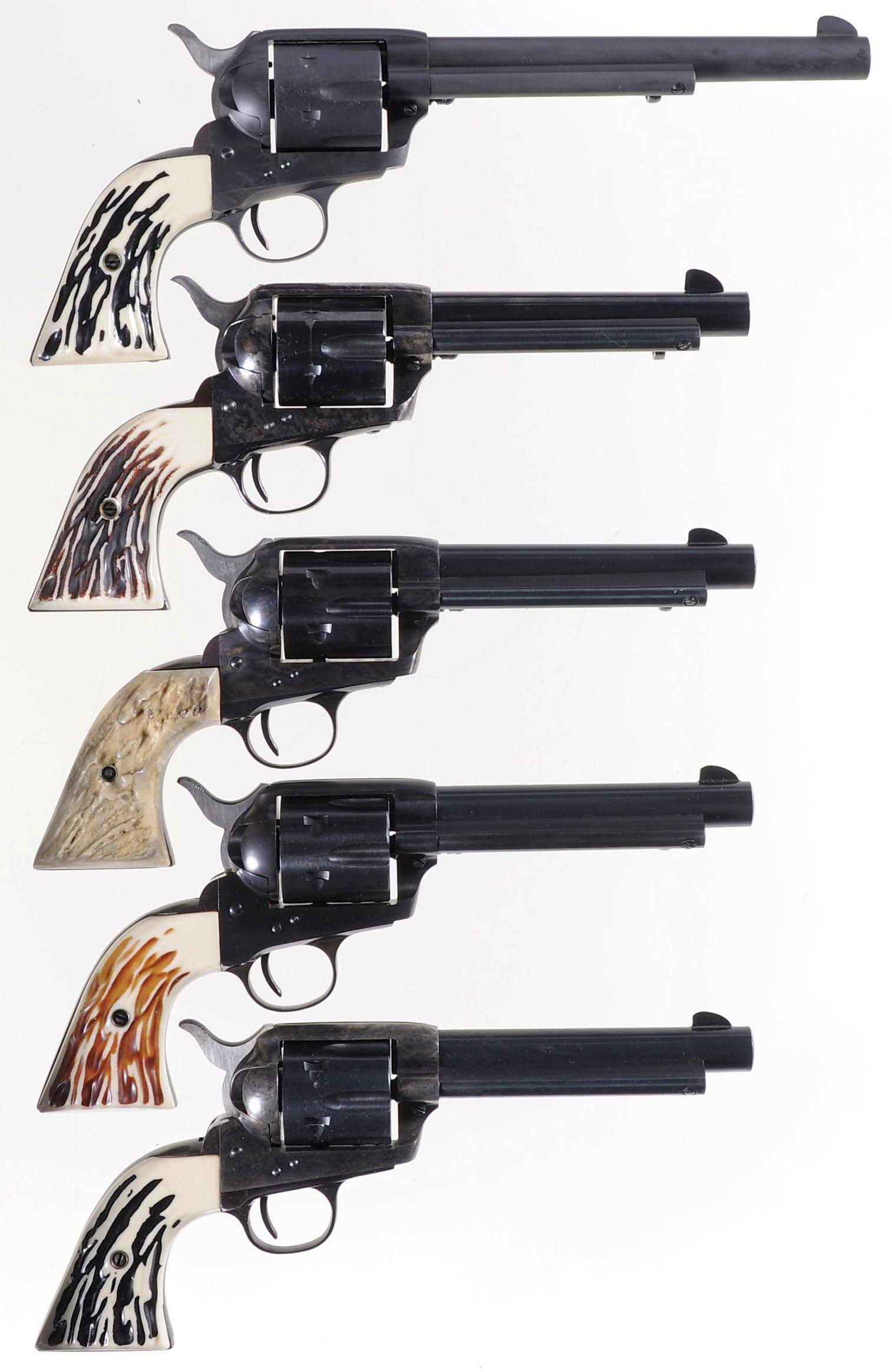 Five Great Western Arms Co. Single Action Revolvers