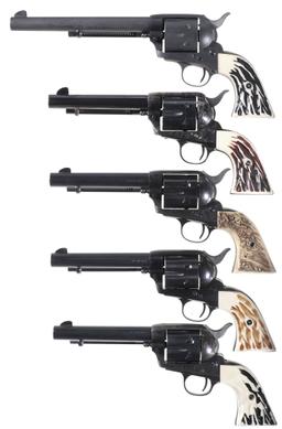 Five Great Western Arms Co. Single Action Revolvers