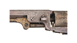 Cased Engraved, Gold & Silver Plated Colt 1851 Navy Revolver