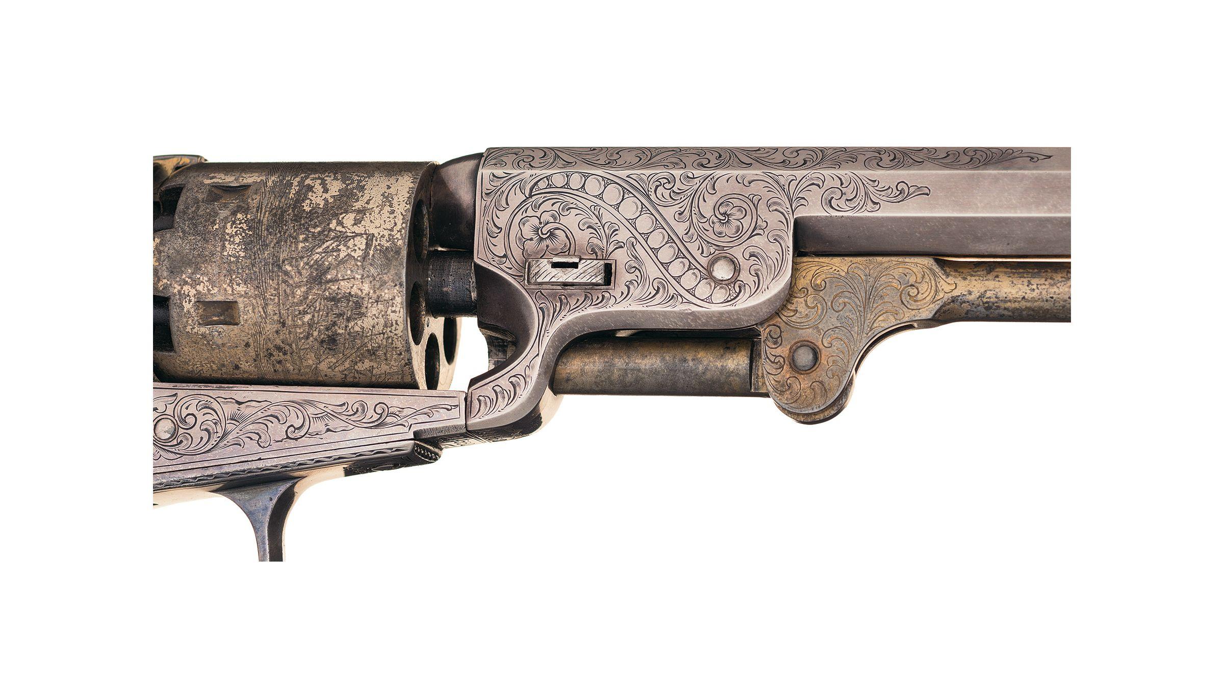 Cased Engraved, Gold & Silver Plated Colt 1851 Navy Revolver