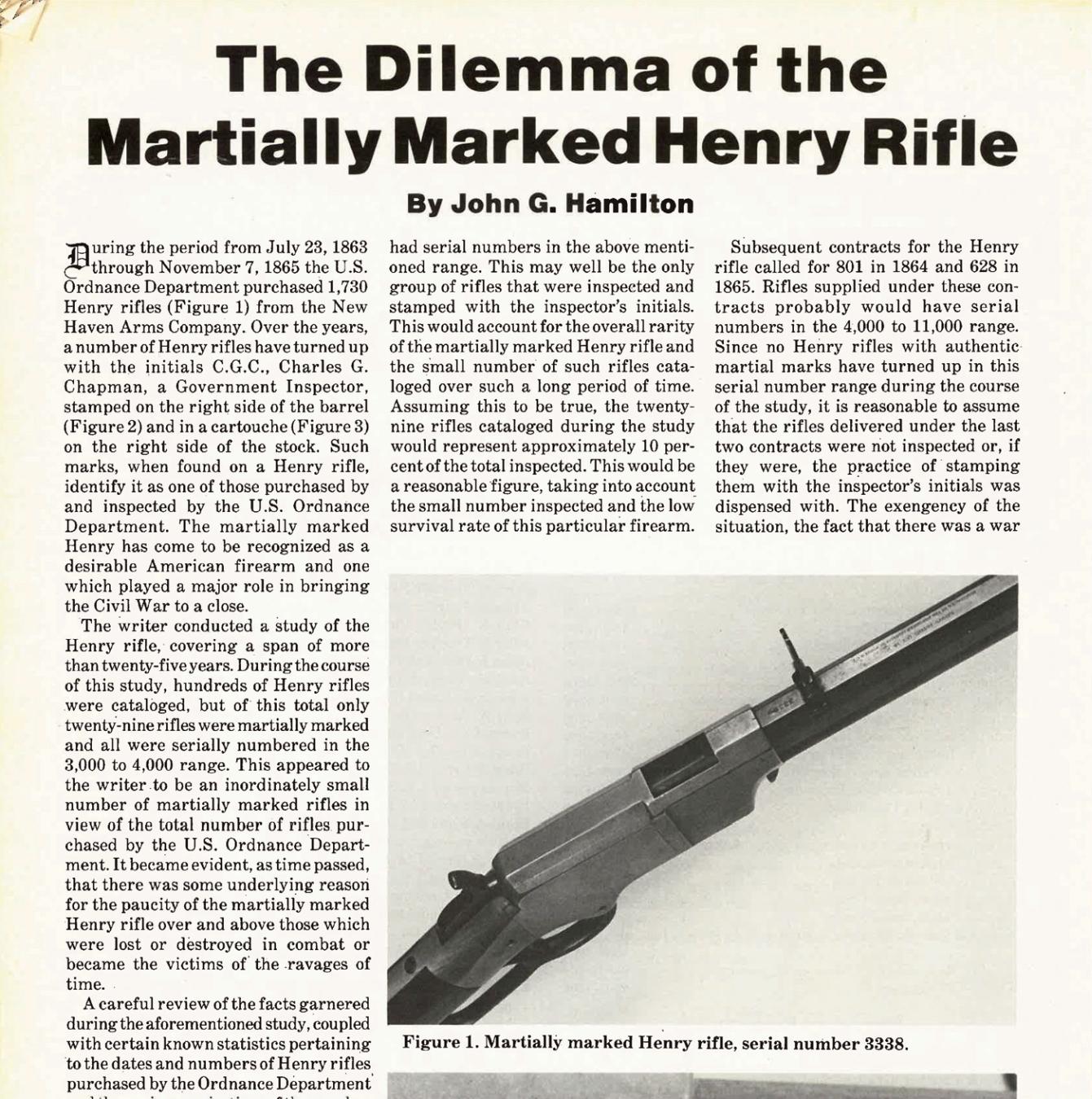 U.S. Contract New Haven Arms Co. Henry Lever Action Rifle