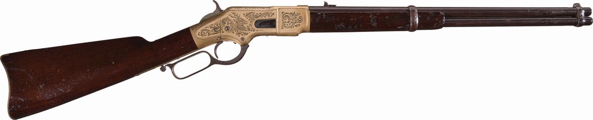 Engraved Winchester Model 1866 Lever Action Saddle Ring Carbine