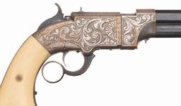 Engraved and Cased Volcanic Repeating Arms Company Navy Pistol