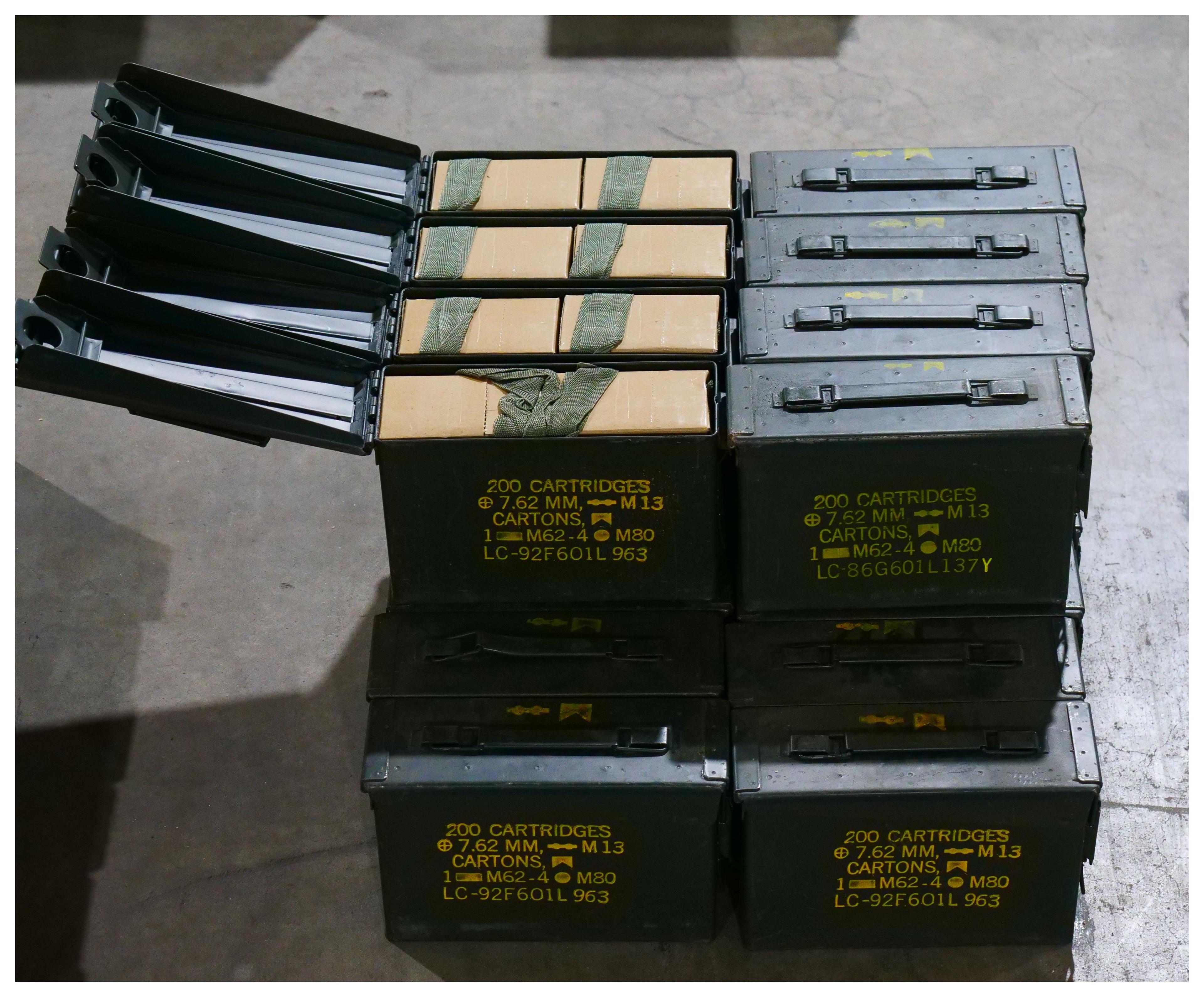 Twenty Cans of Belted 7.62mm Ammunition