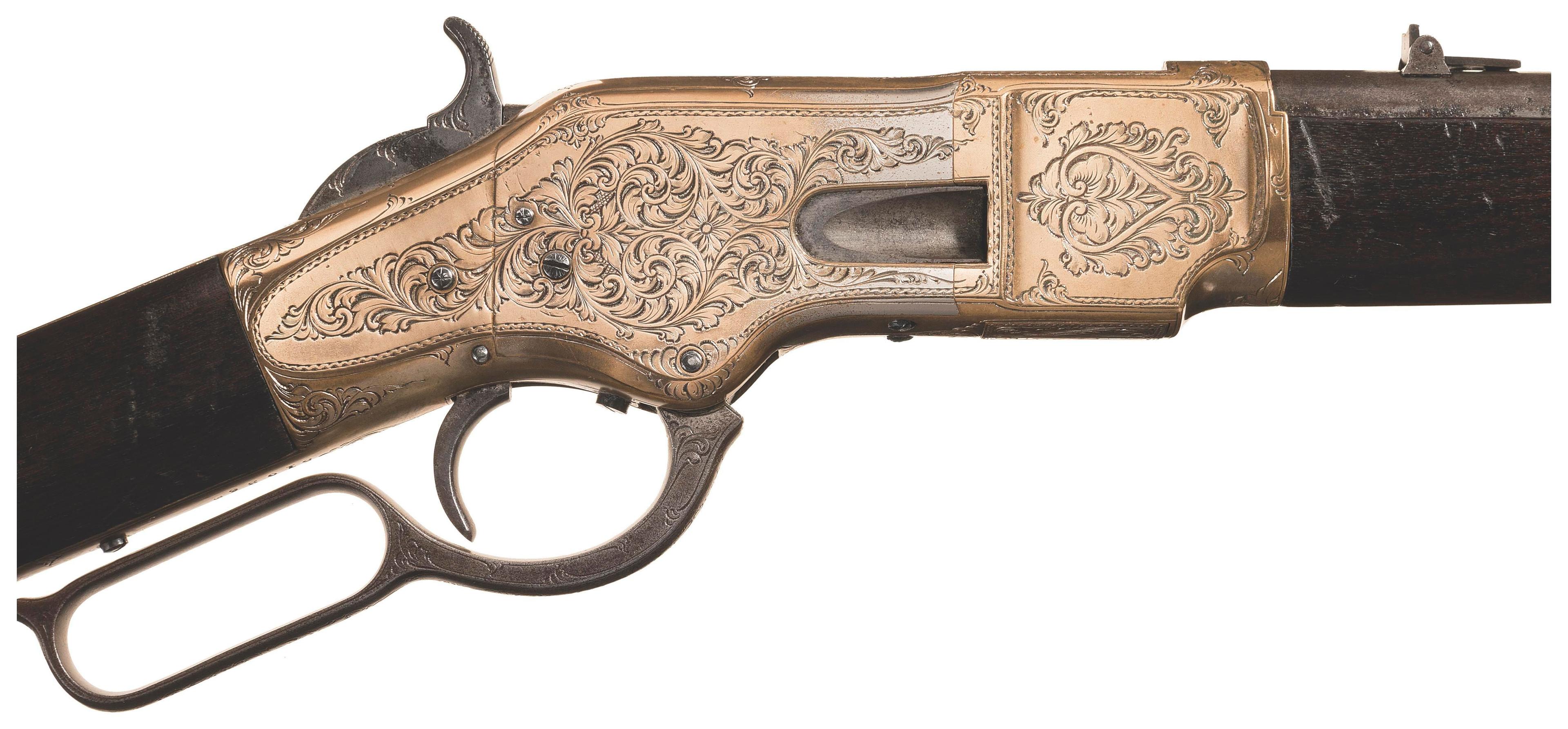 Engraved Winchester Model 1866 Lever Action Saddle Ring Carbine