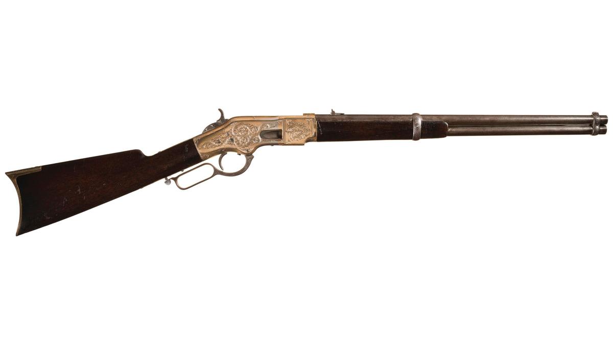 Engraved Winchester Model 1866 Lever Action Saddle Ring Carbine